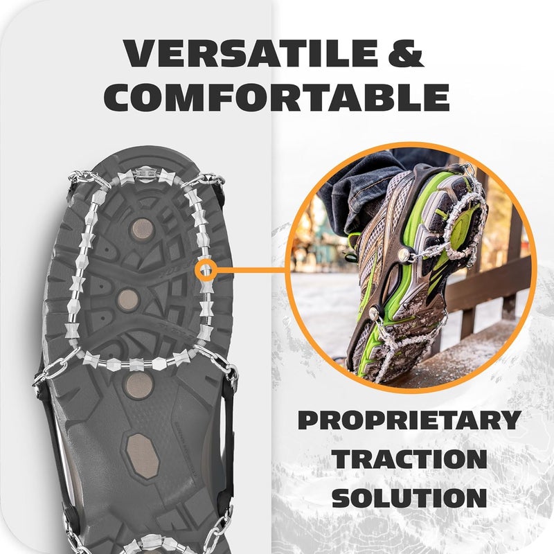 Yaktrax قبضة الماس - جر كامل القدم على الجليد والثلج والأسطح المتعددة التضاريس - نقاط قبضة خرز الماس الدوارة - شريط علوي مرن مقاوم للبرد سهل الارتداء والإزالة - Image 3